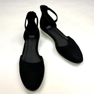 Eileen Fisher Emmet Ankle-Strap Ballerina Flat Women 9 NWOB Nubuck d'Orsay Black